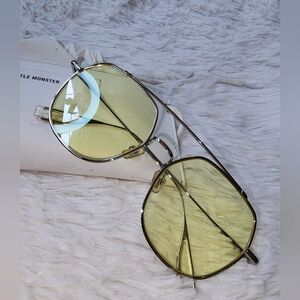 GENTLE MONSTER Silver Frame Glasses with Yellow Lenses